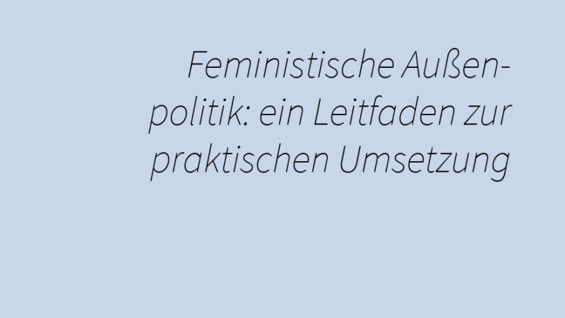 Toolkit Feministische Außenpolitik